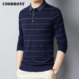 COODRONY Brand Sweater Men Spring Autumn Wool Pullover Business Casual Turn-down Collar Pull Homme Striped Knitwear Shirt C1059
