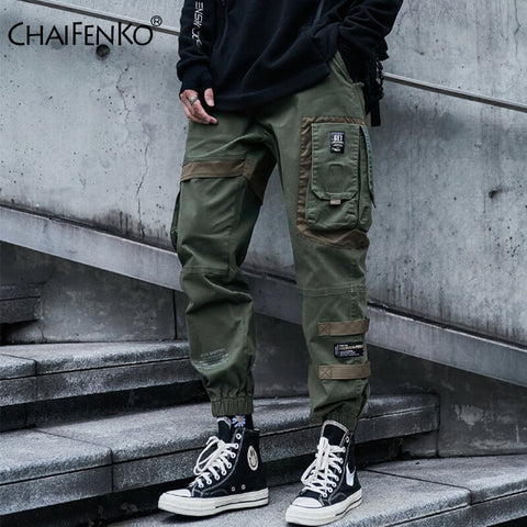 CHAIFENKO Hip Hop Cargo Pants Men Fashion Harajuku Black Harem Pant Streetwear Joggers Sweatpant Multi-Pocket Casual Mens Pants